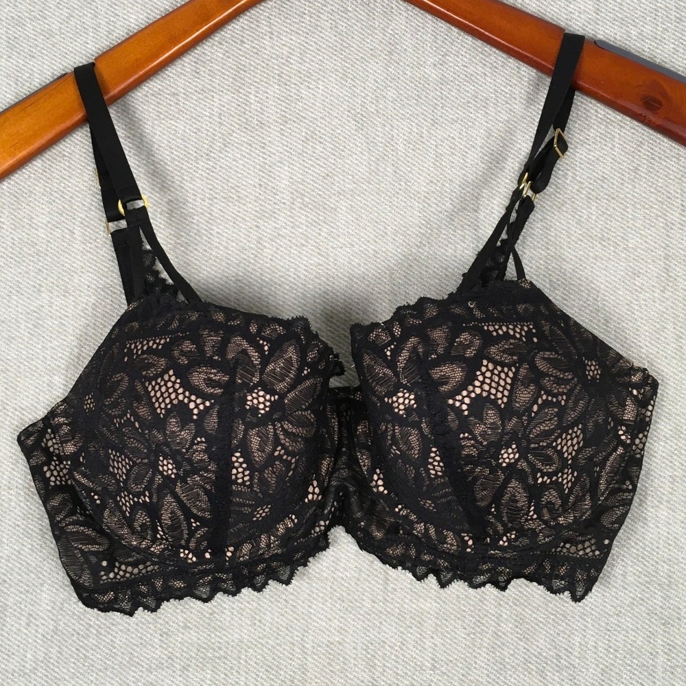 Aerie NWOT Real Power Black Lace Balconette Bra 34D Sexy Feminine